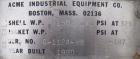 Used Acme Industrial Pressure Tank, 44 gallon, stainless steel, vertical. Approximately 18