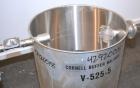 Used Tank, 110 Gallon, 304 Stainless Steel, Vertical. 30 Diameter x 36 straight side. Flat open top with a 1 piece cover, sloped bottom. Openings side 2 tri-clamp, 3 tri-clamp, 4 tri-clamp, 4 side bo...