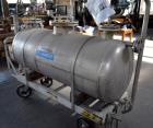 Used Mobile Tank, Approximate 630 Liter (166.48 Gallon), Stainless Steel, Horizontal. Approximate 27 diameter x 62 straight side, dished ends. Openings top (2) 4-1/4, 10, ends (2) 1-1/4, 2-3/4, 2-3/4...