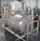 Used Mobile Tank, Approximate 630 Liter (166.48 Gallon), Stainless Steel, Horizontal. Approximate 27 diameter x 62 straight side, dished ends. Openings top (2) 4-1/4, 10, ends (2) 1-1/4, 2-3/4, 2-3/4...