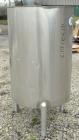 Used A&B Process Systems Tank, 50 Gallon, 304 Stainless Steel, Model RVT-50, Vertical. 22’’ diameter x 30’’ straight side. Flat open top, no cover, coned bottom. 1-1/2’’ tri-clamp center bottom outle...