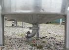 Used A&B Process Systems Tank, 50 Gallon, 304 Stainless Steel, Model RVT-50, Vertical. 22’’ diameter x 30’’ straight side. Flat open top, no cover, coned bottom. 1-1/2’’ tri-clamp center bottom outle...