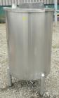 Used A&B Process Systems Tank, 50 Gallon, 304 Stainless Steel, Model RVT-50, Vertical. 22’’ diameter x 30’’ straight side. Flat open top, with cover, coned bottom. 1-1/2’’ tri-clamp center bottom out...