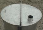 Used A&B Process Systems Tank, 50 Gallon, 304 Stainless Steel, Model RVT-50, Vertical. 22’’ diameter x 30’’ straight side. Flat open top, with cover, coned bottom. 1-1/2’’ tri-clamp center bottom out...