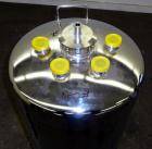 Used Alloy Products Pressure Tank, 36.99 Gallon (140 Liter), 316L Stainless Steel, Vertical. 17.74” Diameter x 29” straight side. Dished top and bottom. Internal rated 85 psi at -20 to 100 degrees F....
