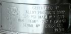 USED: Alloy Products pharmaceutical-hygienic portable pressure tank, 6 gallons, 304 stainless steel, vertical. 12