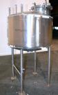 Used B&G Machine Pressure Tank, 198 Gallon (750 Liter), 316L Stainless Steel, Vertical. 48’’ Diameter x 20’’ straight side, dished top and bottom. Internal rated Full Vacuum & 30 psi at 270 degrees F...