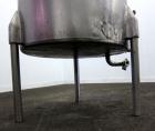 Used Chem-Tek Tank, 140 Gallon, 304 Stainless Steel, Vertical.  30” Diameter x 47-1/2” straight side.  Open top with a 1 piece cover, sloped bottom.  1-1/2” Off center bottom outlet.  Mounted on 3 st...