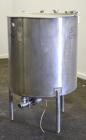 Used Cherry-Burrell Tank, 160 Gallon, 304 Stainless Steel, Vertical. 36’’ Diameter x 37’’ straight side. Open top with a 2 piece cover, sloped bottom. Provision for a clamp on agitator. 2’’ Tri-clamp...