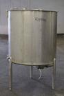 Used Cherry-Burrell Tank, 160 Gallon, 304 Stainless Steel, Vertical. 36’’ Diameter x 37’’ straight side. Open top with a 2 piece cover, sloped bottom. Provision for a clamp on agitator. 2’’ Tri-clamp...