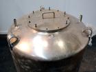 Used DCI Pressure Tank, 150 Gallon, 316L Stainless Steel, Vertical. 30’’ Diameter x 44’’ straight side, dished top and bottom. Internal rated 25 psi at 200 degrees F. Openings: top 12’’ manway with c...