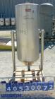 Used - Delaval Vacu-Therm Tank, 60 gallon, model 500, 304 stainless steel. Approximately 20'' diameter x 44'' straight side. Open top with a cover, with 1 1/2'' and 2'' tri-clamp openings. Coned bott...