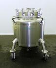 Used Feldmeier Pressure Tank, 350 Liter (92.48 Gallons), 316L Stainless Steel, Vertical. 36 Diameter x 20 straight side, dished top and bottom. Internal rated 30 psi at -20 to 350 degrees F. Openings...