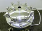 Used Feldmeier Pressure Tank, 350 Liter (92.48 Gallons), 316L Stainless Steel, Vertical. 36 Diameter x 20 straight side, dished top and bottom. Internal rated 30 psi at -20 to 350 degrees F. Openings...