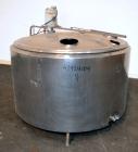 Used Groen Farm Milk Tank, 275 Gallon, Model RW3-275, 304 Stainless Steel, Vertical. Approximate 53’’ diameter x 29’’ straight side. Open top with a full 1 piece hinged cover, sloped bottom. Approxim...
