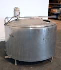Used Groen Farm Milk Tank, 275 Gallon, Model RW3-275, 304 Stainless Steel, Vertical. Approximate 53’’ diameter x 29’’ straight side. Open top with a full 1 piece hinged cover, sloped bottom. Approxim...