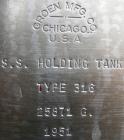 Used Groen Tank, 18 Gallon, 316 Stainless Steel, Vertical. 15-1/2
