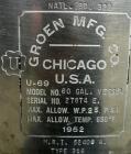 USED: Groen pressure tank, 60 gallon, 316 stainless steel, vertical. 24