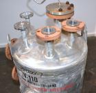Used Industrial Alloy Fab Pressure Tank, 45 Gallon, 304L Stainless Steel, Vertical. 24 Diameter x 22 straight side, dished top and bottom. Internal rated 35 psi at 400 degrees F. Openings top (2) 1, ...