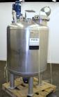 Used Inox-Maurer AG Pressure Tank, 900 Liter (238 Gallon), 316L Stainless Steel, Vertical. Approximate 39” diameter x 34” straight side, dished top and bottom. Internal rated -1/2 bar (-14.50/29 psi)...