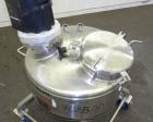 Used Lee Industries Tank,  50 Gallon, Model 50A, 316 Stainless Steel, Vertical. Approximate 30” diameter x 27” deep. Dished top, hemispherical bottom. Off center Lightning Vektor air operated agitato...