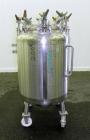Used Letsch Pressure Tank, 50 Gallons, 316L Stainless Steel, Vertical. 24’’ Diameter x 24’’ straight side, dished top and bottom. Internal rated 20 psi at 300 degrees F. Re-rated by Precision Stainle...