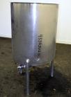 Used Lomax Stainless Steel Equipment Tank, 100 Gallon, Model SA100, 304 Stainless Steel, Vertical. Approximate 30-1/2” diameter x 36” straight side. Open top, no cover, slight coned bottom. 2” Tri-cl...