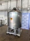 Used- Mueller Jacketed Mix Tank, Approximate 500 Gallon, Stainless Steel, Vertical. Dimple jacket rated 75 PSI at -20 to 350...