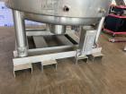 Used Mueller Jacketed Mix Tank, Approximate 500 Gallon, Stainless Steel, Vertical. Dimple jacket rated 75 PSI at -20 to 350 degrees F. Top mounted agitator with dual 3-blade props. Sidewall baffles. ...