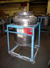 Used Buckley Iron Works Pressure Tank, 100 gallon, stainless steel, vertical. 30'' diameter x 28'' straight side, dished top and bottom. Internal rated 50 psi at 300 deg F. Openings: top approximate ...