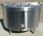 Used Tank, approximate 70 gallon, 316 stainless steel, vertical. Approximate 37