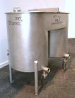 Used Dual Holding Tank, Approximately 200 Total Gallon, 304 Stainless Steel, Vertical. Consisting of (2) 30’’ diameter x 24’’ deep tanks, sloped bottoms. (1) 11’’ deep oval top common section with (2...