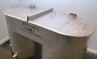 Used Dual Holding Tank, Approximately 200 Total Gallon, 304 Stainless Steel, Vertical. Consisting of (2) 30’’ diameter x 24’’ deep tanks, sloped bottoms. (1) 11’’ deep oval top common section with (2...
