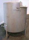 Used Tank, 190 Gallon, 316 Stainless Steel, Vertical. 3/4 Closed top with an “L” shaped opening with cover, sloped bottom. Openings side 2’’ tri-clamp, 3’’ tri-clamp, 1-1/2’’ side bottom outlet. Moun...