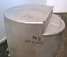 Used Tank, 190 Gallon, 316 Stainless Steel, Vertical. 3/4 Closed top with an “L” shaped opening with cover, sloped bottom. Openings side 2’’ tri-clamp, 3’’ tri-clamp, 1-1/2’’ side bottom outlet. Moun...