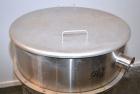 Used Tank, 110 Gallon, 304 Stainless Steel, Vertical. 30’’ Diameter x 36’’ straight side. Flat open top with a 1 piece cover, sloped bottom. Top bolt on 10’’ 316 stainless steel extension with a 3’’ ...