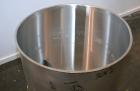 Used Tank, 110 Gallon, 304 Stainless Steel, Vertical. 30 Diameter x 36 straight side. Flat open top with a 1 piece cover, sloped bottom. Openings side 2 tri-clamp, 3 tri-clamp, 6 tri-clamp, 2 tri-cla...