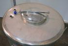 Used Sanitary Stainless Welding Tank, 325 Gallon, 304 Stainless Steel, Vertical. Approximate 44’’ diameter x 48’’ straight side. Flat top, coned bottom. Openings top (2) 1-1/2’’ tri-clamp, 15’’ man w...