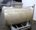 Used Inox AG Pressure Tank, 1600 Liter (422 Gallon), 316L Stainless Steel, Horizontal. Approximate 44” diameter x 54” straight side, dished ends. Internal rated -1/2 bar (-14.5/28 psi) at 50 degrees ...