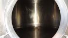Used Tank, 450 Gallon, 304 Stainless Steel, Vertical. Approximate 60” diameter x 36” straight side, dished top and bottom. Top tangential inlet, top entering spray ball. Side 19” dameter man way with...