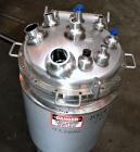 Used Northland Stainless Pressure Tank, 500 Liter (132.12 Gallon), 316L Stainless Steel, Vertical. 30” Diameter x 37” straight side. Bolt on counter balanced hinged dished top, dish bottom. Internal ...