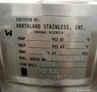 Unused- Northland Stainless Pressure Tank, 200 Liter (52.8 Gallon), 316 L Stainless Steel, Vertical.  24