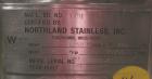 USED: Northland Stainless pressure tank, 60 gallon, 316 stainless steel, polished internal. 24