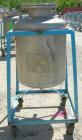 Used O.G. Kelley Co. Pressure Tank, 55 gallon, 304 stainless steel, vertical. 24'' diameter x 27'' straight side, dished top and bottom. Internal rated 50 psi at 300 deg F. Openings: top 10'' with co...