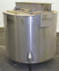 Used Perma-San Tank, 200 Gallon, Model KTL, 304 Stainless Steel, Vertical. 44’’ Diameter x 29’’ straight side. Open top with (2) 1/3 covers, coned bottom. Bolt on agitator bridge. 2’’ Tri-clamp cente...