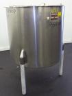 Used Perma-San Tank, 170 Gallons, Model OVS, 316 Stainless Steel, Vertical. Approximately 38-1/2” diameter x 44-1/2” straight side, open top with 1/2 hinged covers, sloped bottom.  Provision for a cl...
