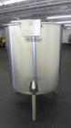 Used Perma-San Tank, 310 Gallons, Model OVS, 316 Stainless Steel, Vertical. Approximately 44” diameter x 46” straight side, open top with 1/2 covers, sloped bottom.  Provision for a clamp-on agitator...