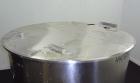 Used Perma-San Tank, 310 Gallons, Model OVS, 316 Stainless Steel, Vertical. Approximately 44” diameter x 46” straight side, open top with 1/2 covers, sloped bottom.  Provision for a clamp-on agitator...
