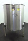 Used Perma-San Tank, 310 Gallons, Model OVS, 316 Stainless Steel, Vertical. Approximately 44” diameter x 46” straight side, open top with 1/2 hinged covers, sloped bottom.  Provision for a clamp-on a...