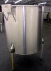 Used Perma-San Tank, 310 Gallons, Model OVS, 316 Stainless Steel, Vertical. Approximately 44” diameter x 46” straight side, open top with 1/2 hinged covers, sloped bottom.  Provision for a clamp-on a...
